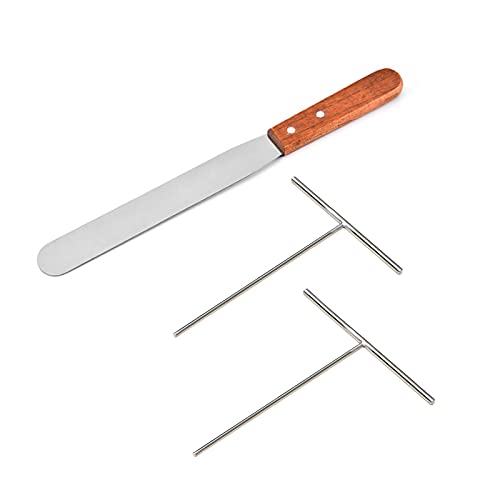 Lilithye Crepe Spreader and Spatula Kit Stainless Steel Crepe Spreader Tool 3 Pcs (5", 7" Spreaders and 12" Spatula)