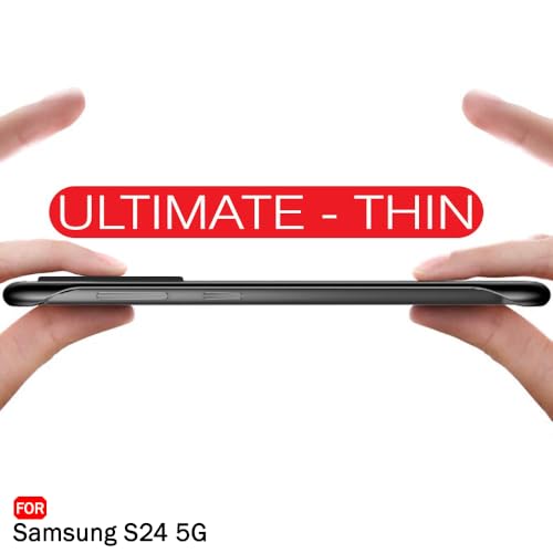 Image of TheGiftKart Hybrid Ultimate Slim Back Case Cover for Samsung Galaxy S24 5G | Camera & Screen Protection | Frosted Matte Translucent Hard Back Case Cover for Samsung S24 5G (PC & TPU, Black Bumper)