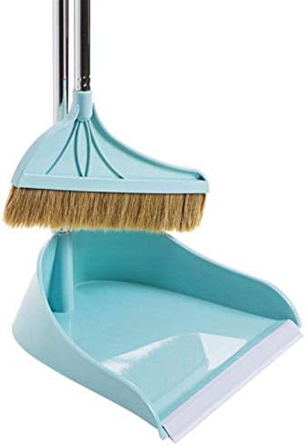 HIZLJJ Dwelling Broom and Dustpan Set | Foyer Mud Pan | Orange and Gray Sturdy Set | Indoor or Out of doors | Nice for Kitchen, Dwelling, Storage and Workplace | Clip On Self Cleansing Bristles (Coloration : Blue)