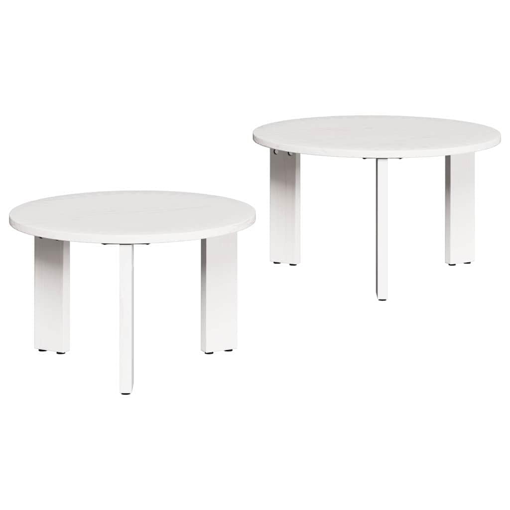 Table basse 2 pièces blanc bois massif de pin