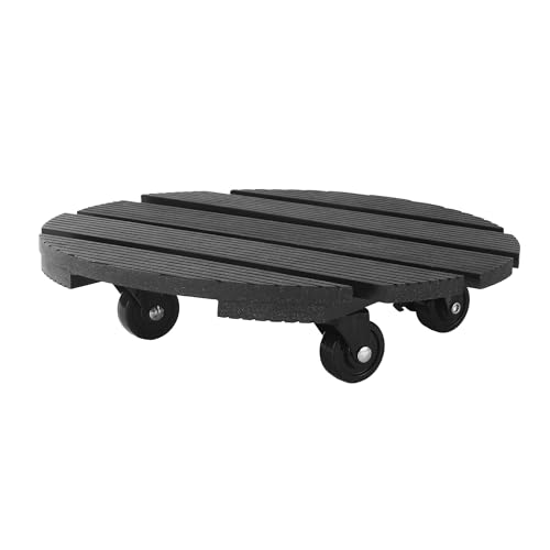 BUCOMTU Pflanzenroller 30 cm Ø aus WPC Blumenkübel-Roller mit 360° Gummirollen, Pflanzenroller Outdoor Wetterfest,2 Bremsen, UV- & Wetterbeständig, Tragkraft bis 120 kg