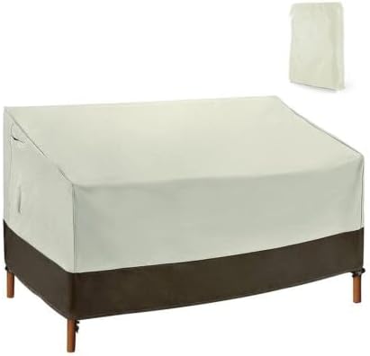 Patio Furniture Cover Bench, Veranda Garden Lounge Sofa, Beige&Coffee