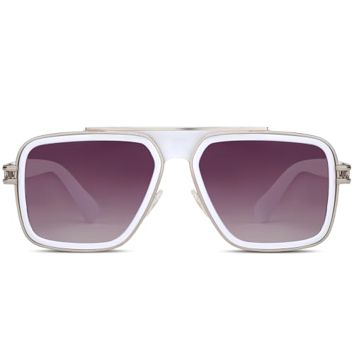 Image of Freckles Mark Trendy Retro Sunglasses for Men Women Stark Vintage Shades 70s Italian Fashion Square Metal Glasses