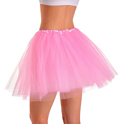 Phantomon Tutu Skirt Women's Teens Classic Elastic 4 Layered Tulle Ballet Tutu Skirt, Adult Size Non See-Through4