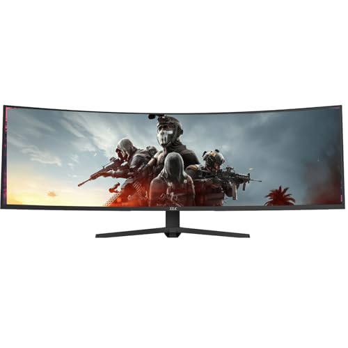 Image of ZZA 49-Inch Ultra-Wide DQHD Curved Gaming Monitor | 5120x1440, 1500R, 165Hz, AMD FreeSync, 120% sRGB, Height Adjustable, HDMI 2.1 /DP 1.4 Wall Mountable- Black