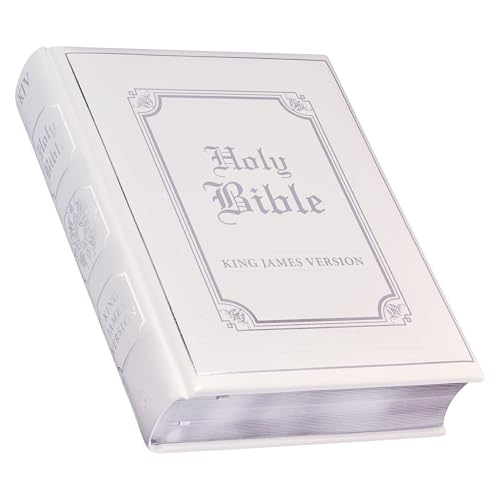 Image of KJV Holy Bible, Classically Illustrated Heirloom Family Bible, Faux Leather Hardcover - Ribbon Markers, King James Version, White /Silver (KJV Family Editions)