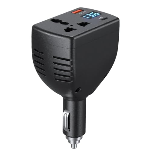 Car Power Adapter - 150W 12V DC to 220V AC Inverter, Digital Screen Voltage Converter, USB C Charging Port Device | Multi Use Travel Energy Supply for Vehicle Truck SUV RV Boat Camping Office Home