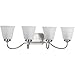 Progress Lighting P2822-09 Transitional Four Light Bath from Keats Collection in Pwt, Nckl, B/S, Slvr. Finish, Brushed Nickel