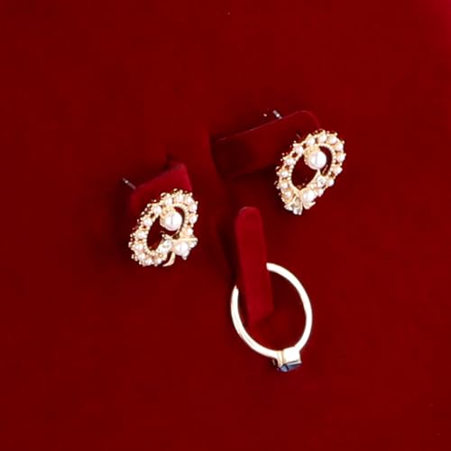 Ziyonix Velours Bijoux Ensemble Boîte, 19 x 19 x 4 cm Cadeau Pendentif Boîte Ensemble de Bijoux en Velours Pelucheux Boîtes à Bijoux et Présentoirs pour Bijoux Pendentif D'Emballage (Vin Rouge) – vue 3