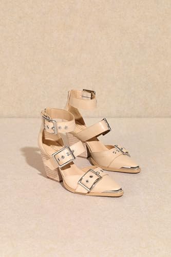 Mi.iM Hendrix Chunky Heel Buckle-on Pointed Toe Sandals2