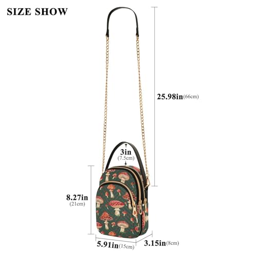 Mushroom Red Vintage Crossbody Bag for Women Mini Cell Phone Purse Women's Shoulder Handbag3