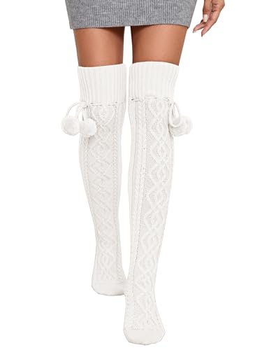 SherryDC Women's Cable Knit Thigh High Socks Over the Knee Leg Warmers Long Winter Boot Stockings2