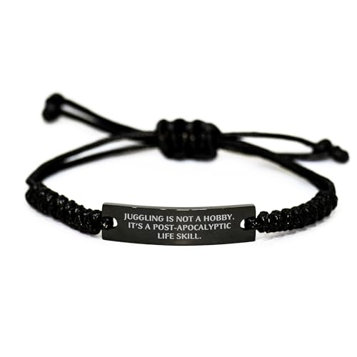 DesiDD Post-Apocalypse Life Skills Juggling Rope Adjustable Black Stainless Steel Bead Gift for Friends, Funny Juggling Valentine's Presents from You