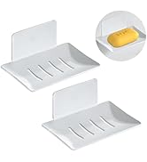 ZSMJAER Pack of 2 Self-Adhesive Soap Holders, Soap Holder without Drilling, Soap Dish with Drain, Gee...