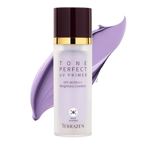 TERRAZEN Hydrating Face Primer 30ml – Korean Makeup & Skincare Lightweight Corrector Base SPF40 Green – Reduces Redness, Moisturizes for Red, Sensitive Skin witj Aloe (Primer – Purple Tinted)