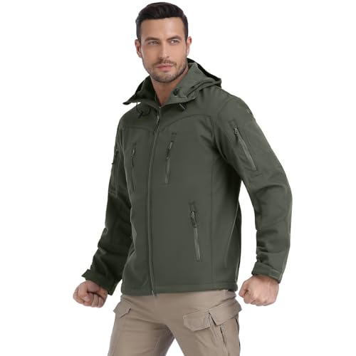 NAVEKULL Men's Tactical Jacket Waterproof Softshell Fleece Lined Hooded Coats Outdoor Hiking Windbreaker - Image 3