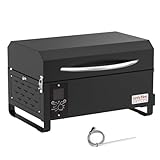 Onlyfire UPGRADED Wood Pellet Grill Smoker with Auto Temperature Control, LED Screen, Meat Probe & 2 Tiers Cooking Area, Portable Outdoor BBQ Grilling Stove for RV Camping Tailgating Cooking, Black