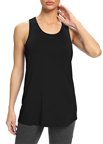 Bestisun Workout Yoga Athletic Shirts Racerback Long Tank Tops Loose fit for Women3