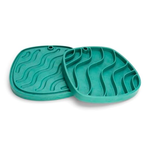 West Paw Seaflex Waves Feast Mat – All-in-One, Slow Feeder, Lick Mat – Encourages Foraging & Food Exploration - Engages Picky Eaters & Slow Feeding - Versatile – Easy to Clean, Non-Toxic - Kelp