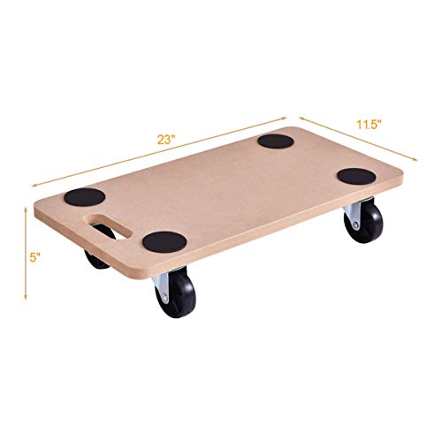 Goplus Furniture Moving Dolly, Heavy Duty Wood Rolling Mover With Wheels For Piano Couch Fridge Heavy Items, Securely Holds 500 Lbs (23" X11.5" Platform) #TOP6