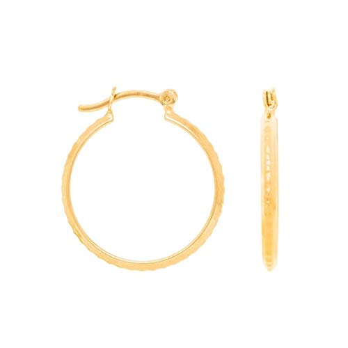 Brinco Rommanel Banhado A Ouro 18K Pequena Argola Fina Com Trabalhos 522908