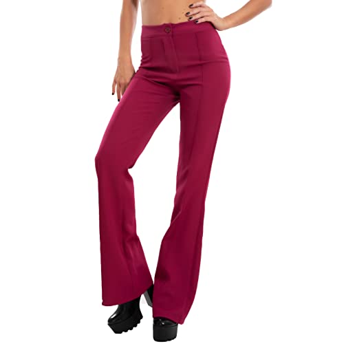Pantalon cloche bordeaux Toocool VB-6436 confortable à taille élastique