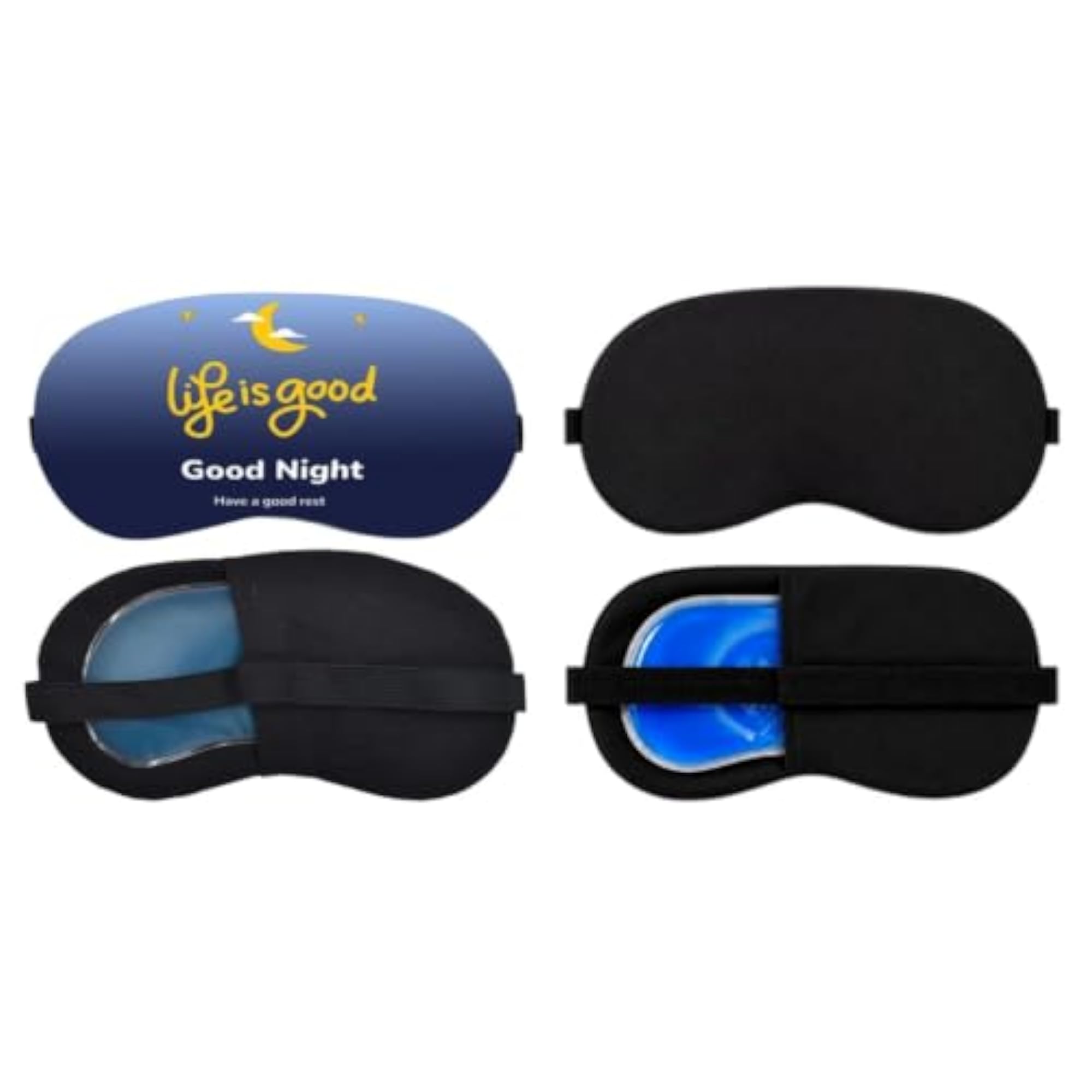 Combo Pack of 2 Soft Fabric Black Plain Sleep Masks