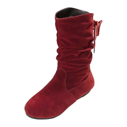 Botas de invierno para mujer, forradas, elegantes, puntiagudas, de forro polar, cálidas, de ante, Z03red, 42 EU