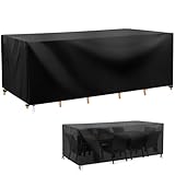 AOOWU Gartenmöbel Abdeckung Wasserdicht, Abdeckung Gartenmöbel Winterfest, Reißfest Oxford Gewebe Abdeckhaube Gartentisch Rechteckig, Schutzhülle Tisch für Gartentisch Sitzgruppe, 150 x 90 x 75 cm