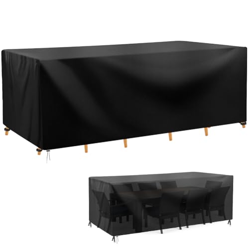 AOOWU Gartenmöbel Abdeckung Wasserdicht, Abdeckung Gartenmöbel Winterfest, Reißfest Oxford Gewebe Abdeckhaube Gartentisch Rechteckig, Schutzhülle Tisch für Gartentisch Sitzgruppe, 150 x 90 x 75 cm