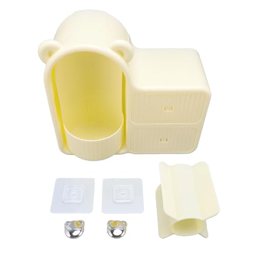 ZCZDHNA Makeup Organizer with Rotating Holder | Wall Mount Cosmetic Storage Box | PP Material with Particle Barrier for Bedroom/Bathroom | Large Capacity Organizer Cream White