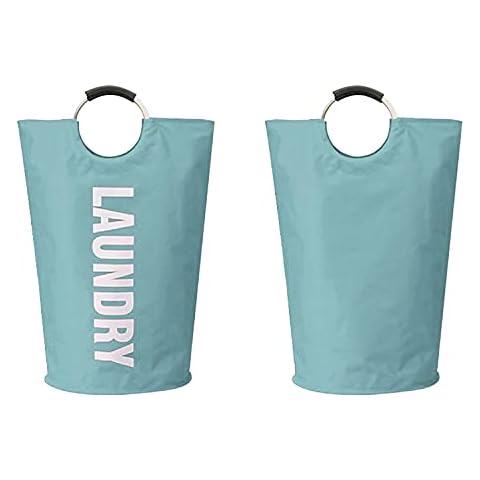 Bedecor Large Collapsible Washing Laundry Basket Bag 82L,for Bedroom, Fabric or Storage (Light Blue,L) Cover