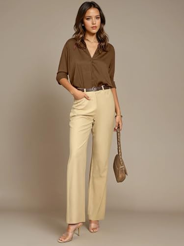 Image of Aahwan Women Satin Regular Fit Black Solid Button Up Drop Shoulder Officewear Casual Formal Long Sleeve Shirt