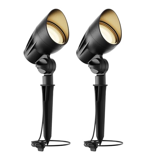 Malibu Landscape Lighting Outdoor 50W Spotlight Waterproof Halogen Floodlight Low Voltage Lights 380Lumen Warm White with Stake for Garden Yard Pathway Lawn Driveway Outdoor Lighting 8301-9601