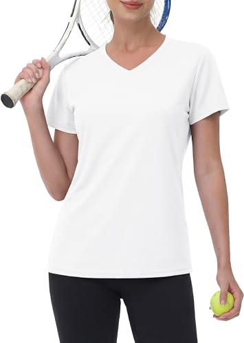 Image of MAGCOMSEN Women's Short Sleeve T-Shirt Quick Dry Athletic Tee Shirt Running Workout Yoga Top Tee Performance Shirts