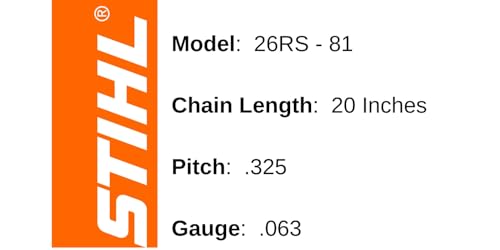 STIHL 26RS 81 Rapid Super Chainsaw Chain 20" Bar .325 pitch .063 gauge