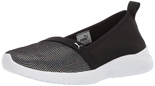 PUMA Women's Adelina Sneaker, Black Silver, 8.5 M US