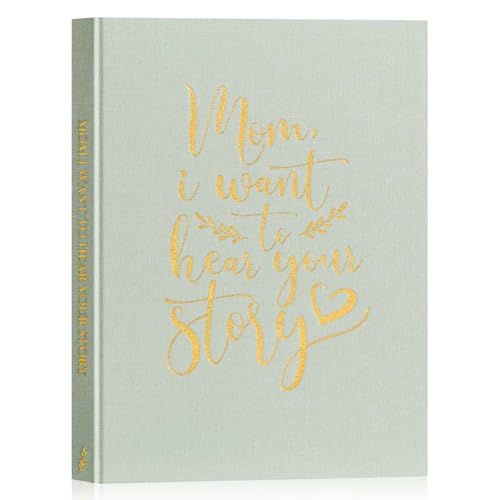 Lanpn Mama Cuentame la historia de tu vida, Diario guiado de la vida de Mamá Libro recuerdos Día de la Madre con 270+ preguntas Cumpleaños Navidad Regalo Mom Sroty Book Journal, Verde salvia, Inglés