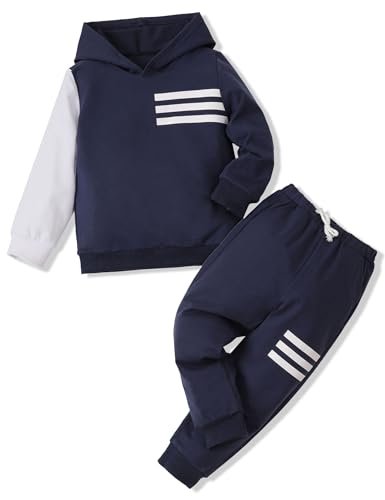 Image of Toddler Boy Clothes Long Sleeve Hoodie Sweatsuits Tops and Pants 2Pcs Boys Fall Winter Outfits Set