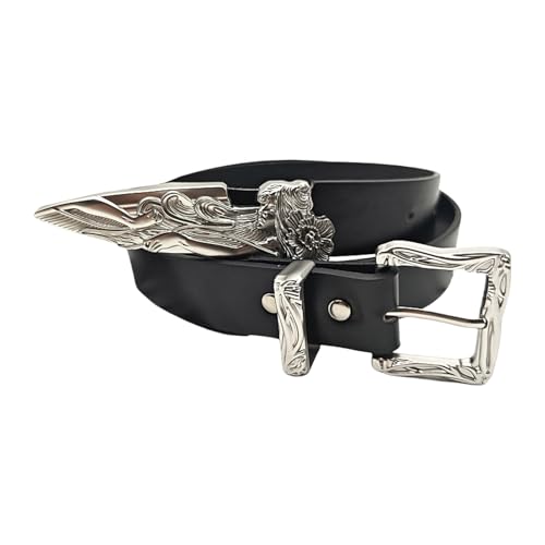Metal Carving Buckle Belt for Men Women PU Leather Waistband Decorative Belt for Pants Jeans Adult Clothing Accessory3