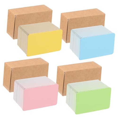 AGFELO 4箱 彩色無地牛皮紙カード箱 厚手紙素材 両面書き可能 多用途メッカード 学習暗記用 名刺代替 手作りクラフト用
