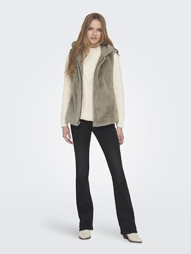 Image of ONLY Faux Fur Detail Sleeveless Hooded Tailored Jacket