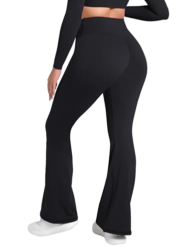 Image of Sunzel Flare Leggings, Crossover Yoga Pants with Tummy Control, High-Waisted and Wide Leg