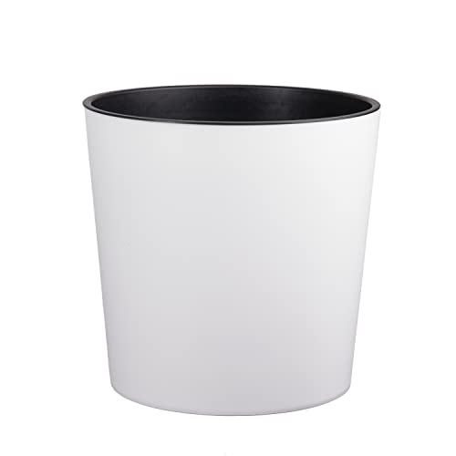 Tymar Blumentopf mit Einsatz, Gross Blumenkübel aus Kunststoff, Übertopf, Runde Form, Innen- und Außenbereich (Weiß; ø 30 cm)
