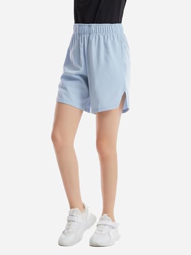 4 Pack Girls Athletic Shorts,Girls Basketball Shorts,Kids Workout Soccer Short for Girl with Drawstring & Pockets4