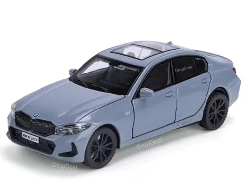 Image of Model Car Exclusive Alloy Metal Pull Back Die-cast Car Metal Pullback Toy car with Openable Doors & Light Music Best Gifts Toys Kids (1:32 Scale B-M-W 320i - Grey)