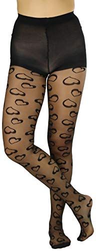 Image of ToBeInStyle Women's Valentine Day Themed Opaque Sheer Pantyhose w /Heart Love