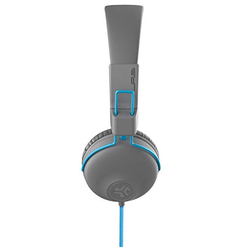 JLab Audio JBuddies Over-Ear Kids Wired Headphones | Toddler Headphones | Kid Safe | Studio Volume Safe | Volume Limiter | Folding | Adjustable | Noise Isolation | with Mic | Graphite/Blue