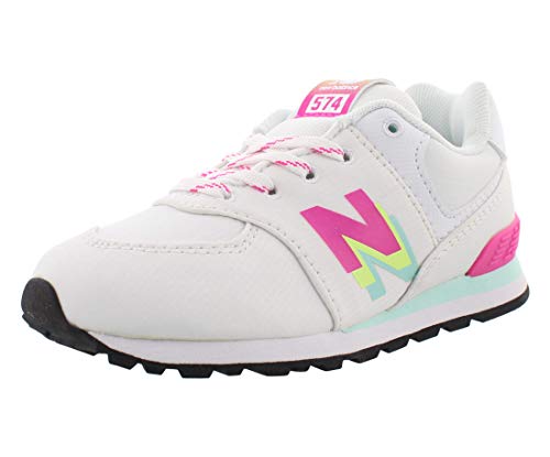 New Balance Kid's 574 V1 Assembled Logo Sneaker, White, 9 M US Toddler