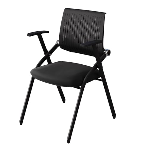YCKEGEW Sillas De Oficina Apilables,Silla Plegable para El Hogar Escuela Sala De Formación,Asientos Tapizados Silla De Invitados con Brazos, Fácil De Usar Y Guardar(Nero)